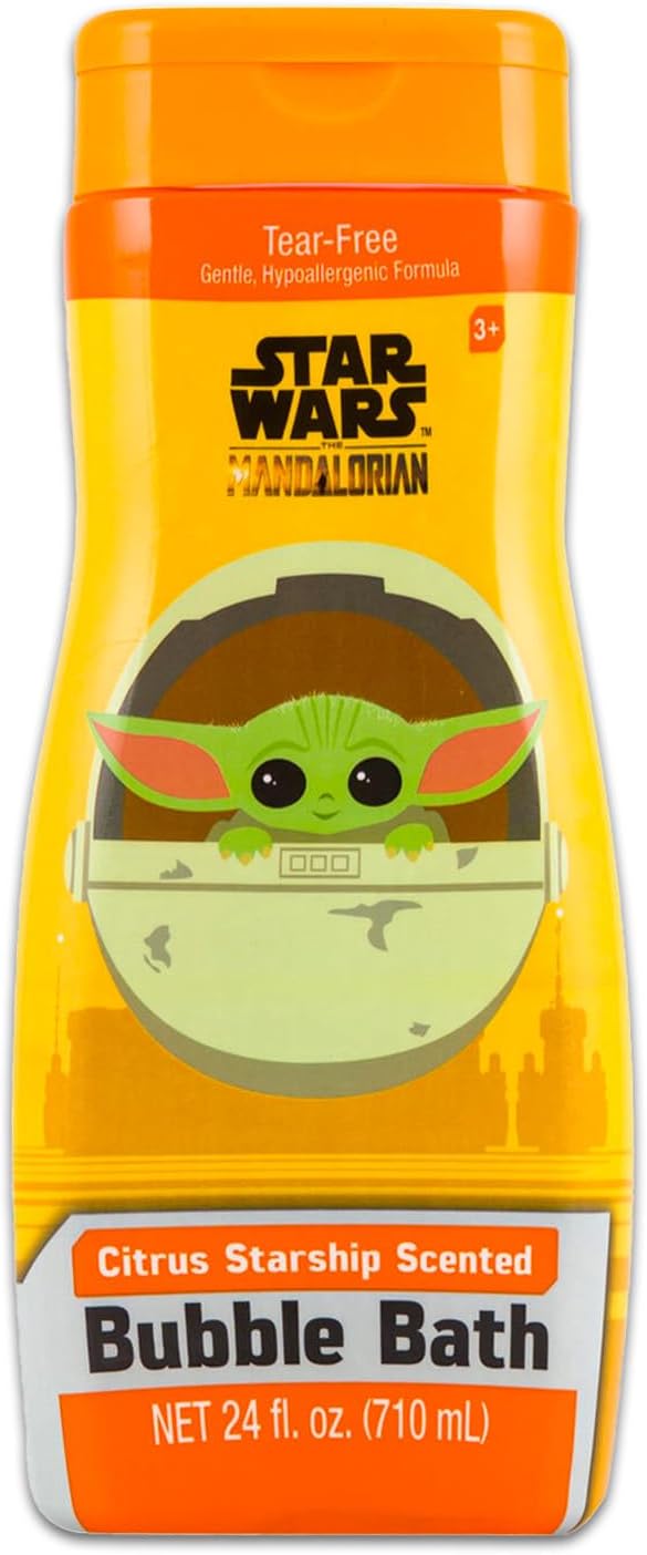 STAR WARS Baby Yoda Bubble Bath Set for Kids with Stickers