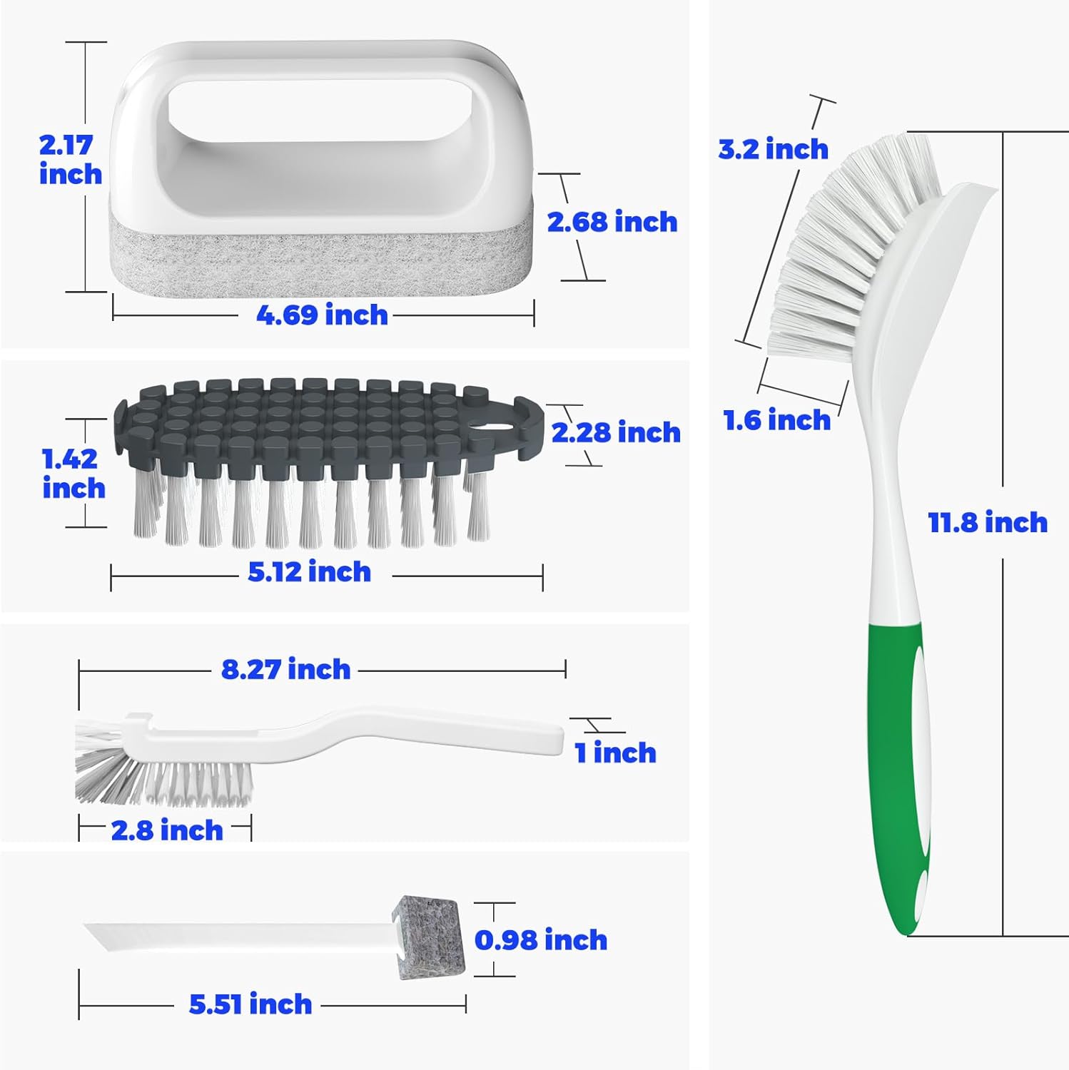 Holikme 5Pack Kitchen Cleaning Brush Set Green
