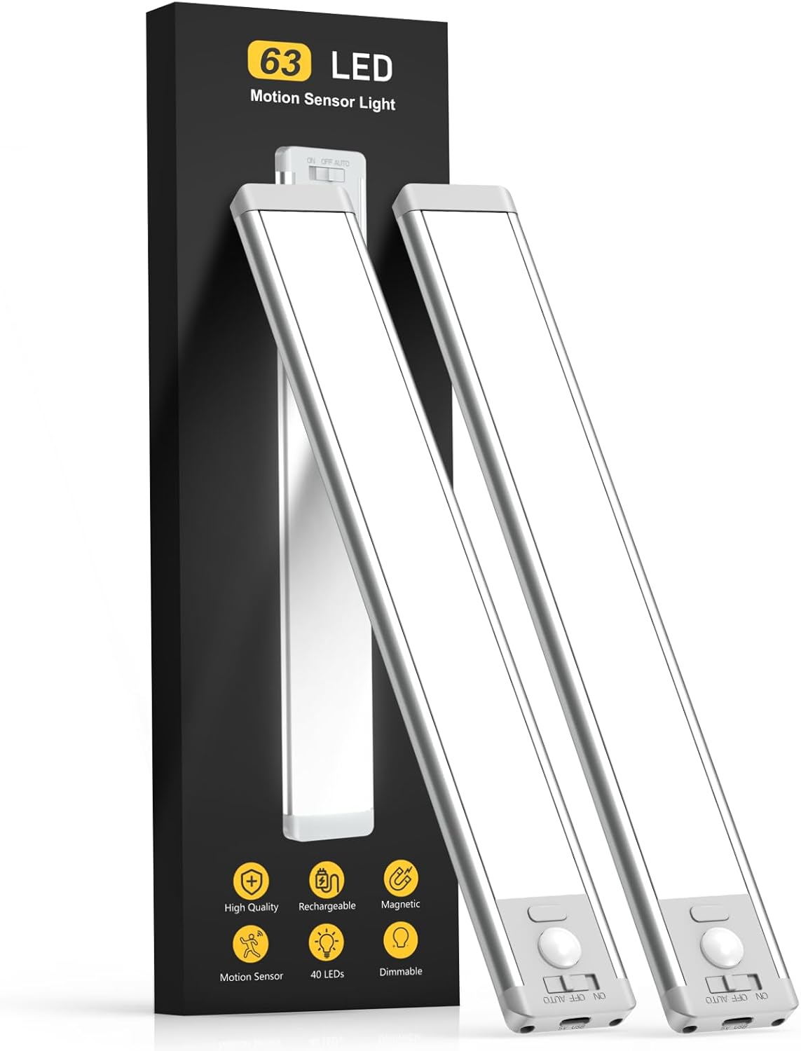 MCGOR 63 LED Motion Sensor Under Cabinet Light 2 Pack