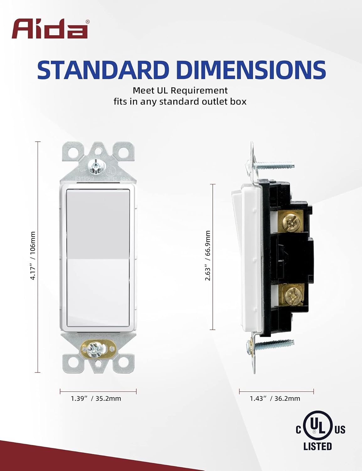 AIDA 20 Pack Glossy White Light Switches