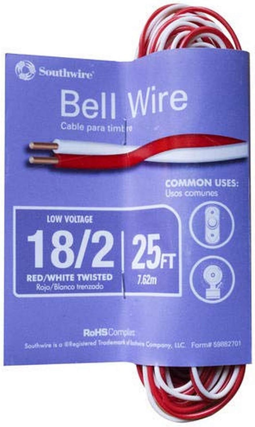 Southwire 64267101 RedWhite Bell Wire 25 Feet