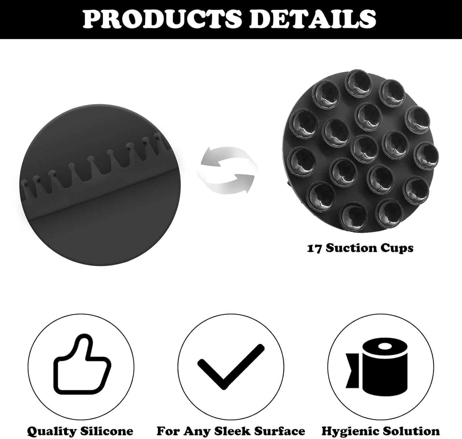 HINGTAI Hair Catcher Wall-Mount Suction Cup Drain Protector Black Reusable