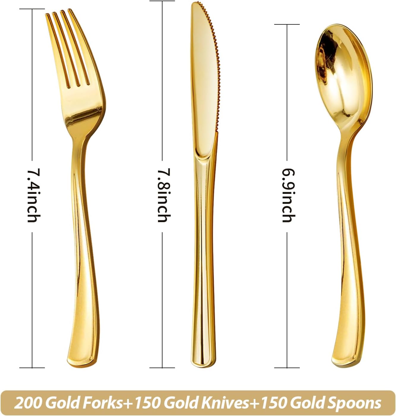 Goodluck 500PCS Gold Plastic Cutlery Set