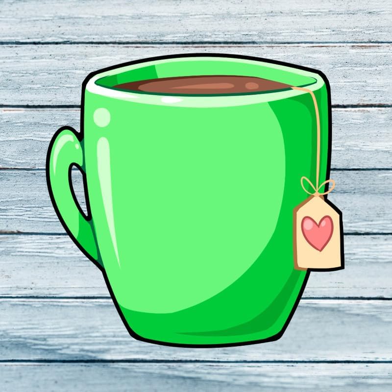 Tea Wall Vinyl Decals - Kawaii Cup Pot Party Green Black Cartoon Design