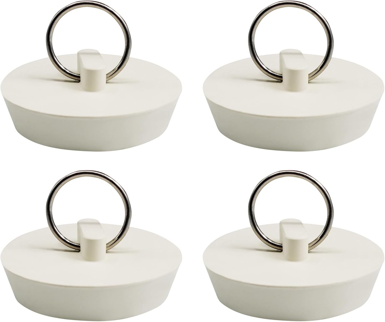AUXBC Rubber Tub Stopper 4pcs with Hanging Ring White