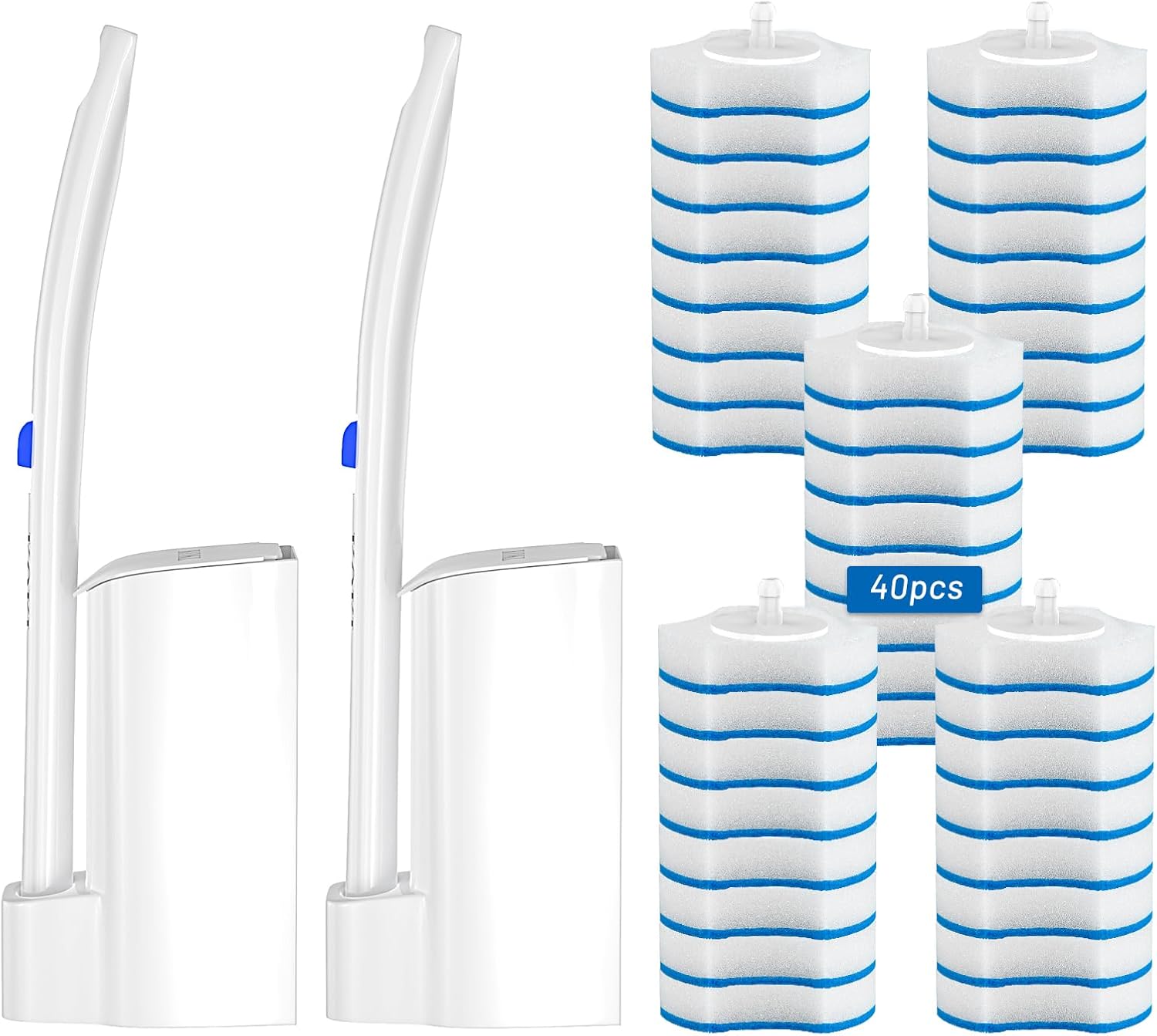 KOKL Disposable Toilet Brush with 40PCS Refills and Storage Caddy