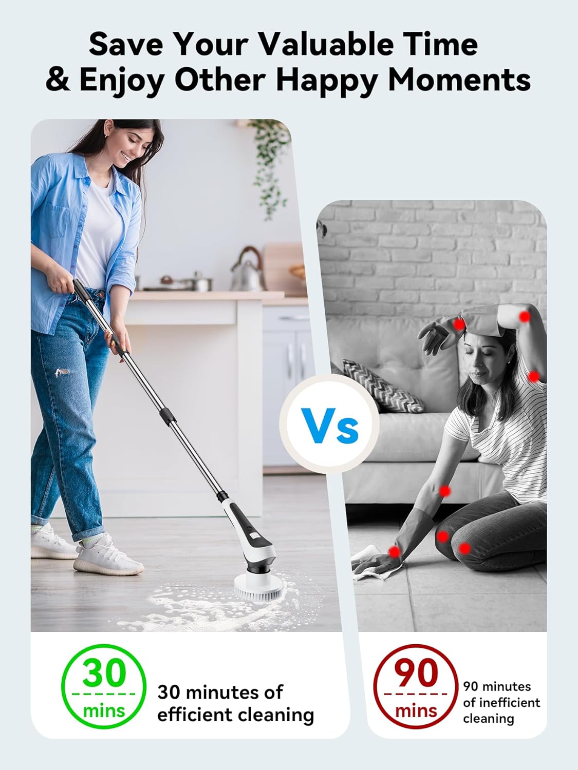Cordless Electric Spin Scrubber with 8 Replaceable Heads