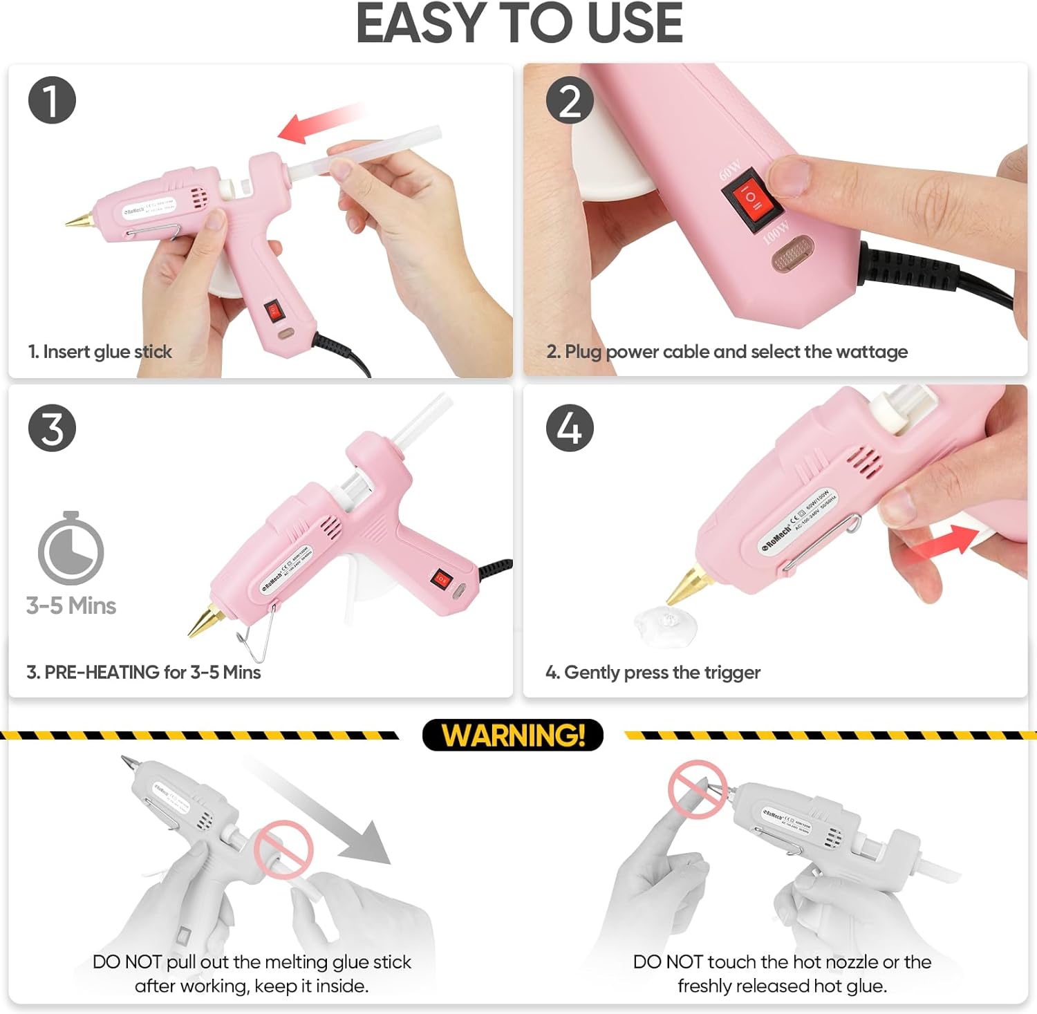 ROMECH Dual Power Hot Glue Gun with 21 Sticks and Storage Case