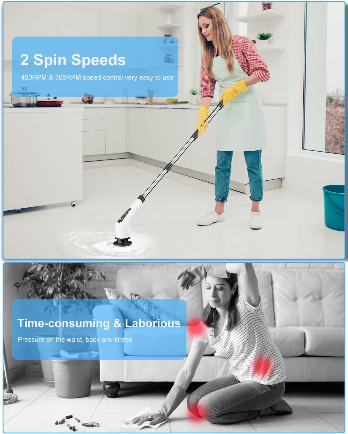 Leebein Electric Spin Scrubber with 8 Brush Heads and Dual Speed