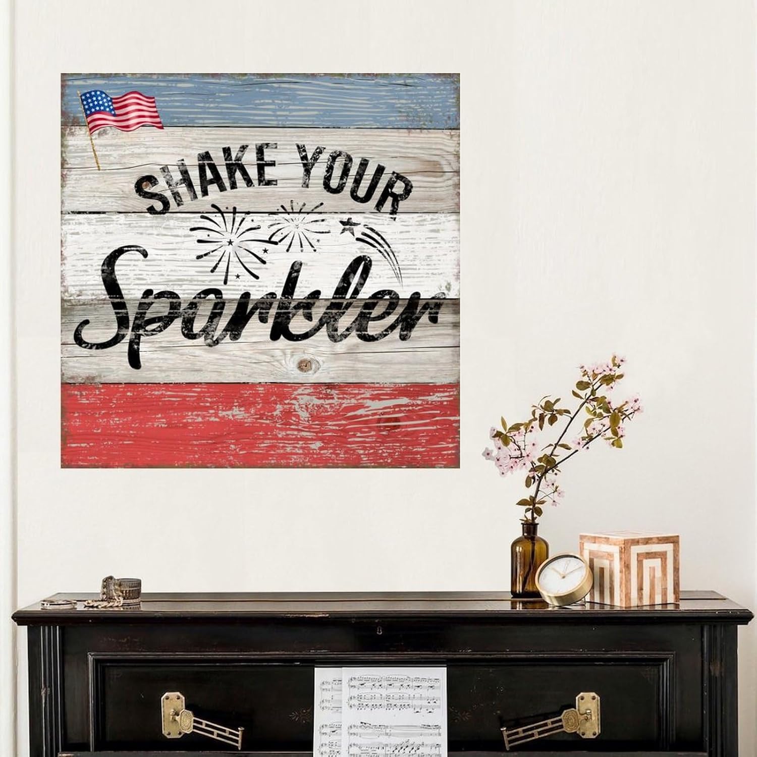 Independence Day Red White Blue Wall Decal 28in