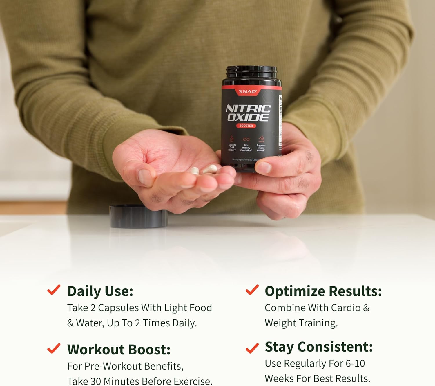 Snap Supplements Nitric Oxide Booster 60 Capsules