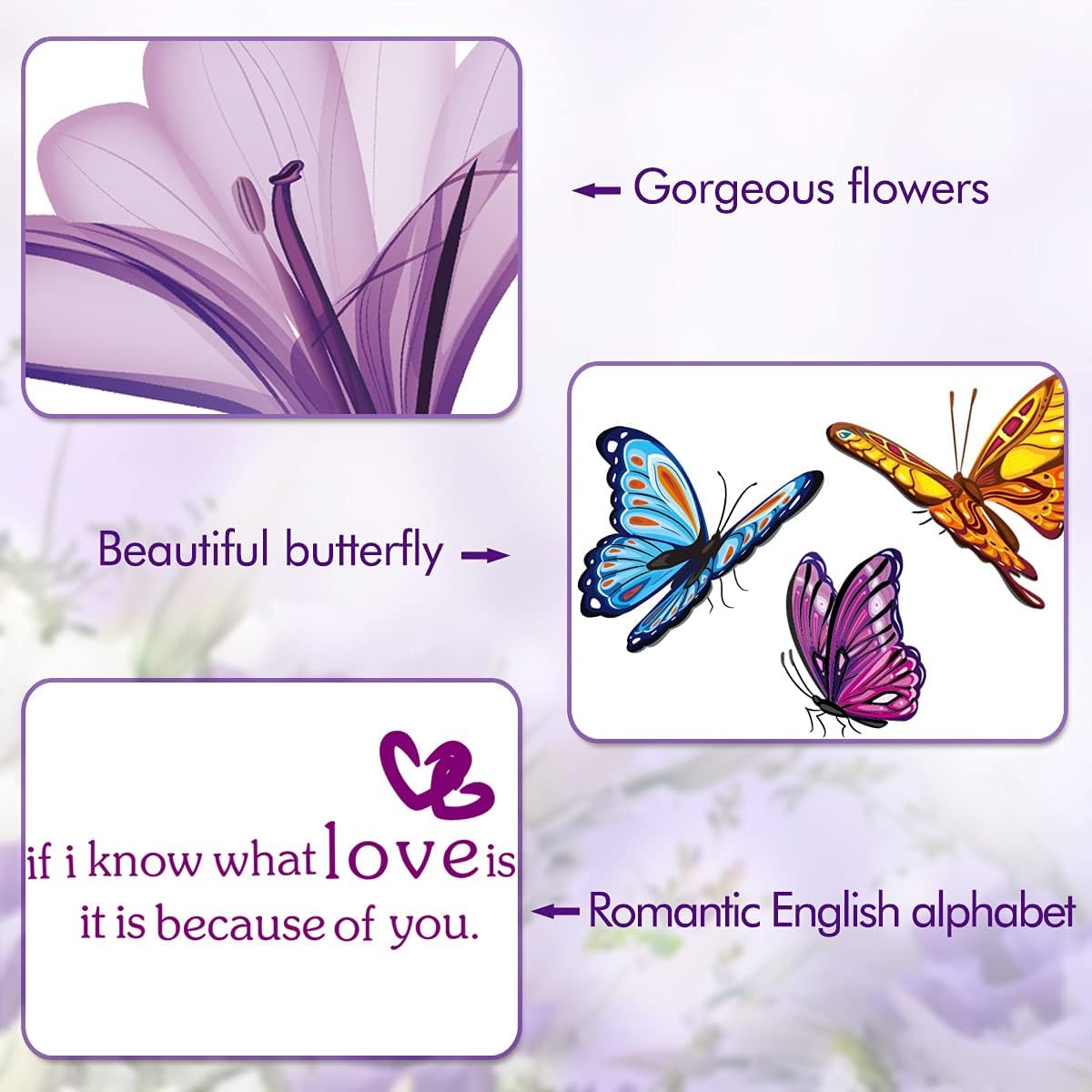 LiveGallery Lily Flower Wall Decals Purple