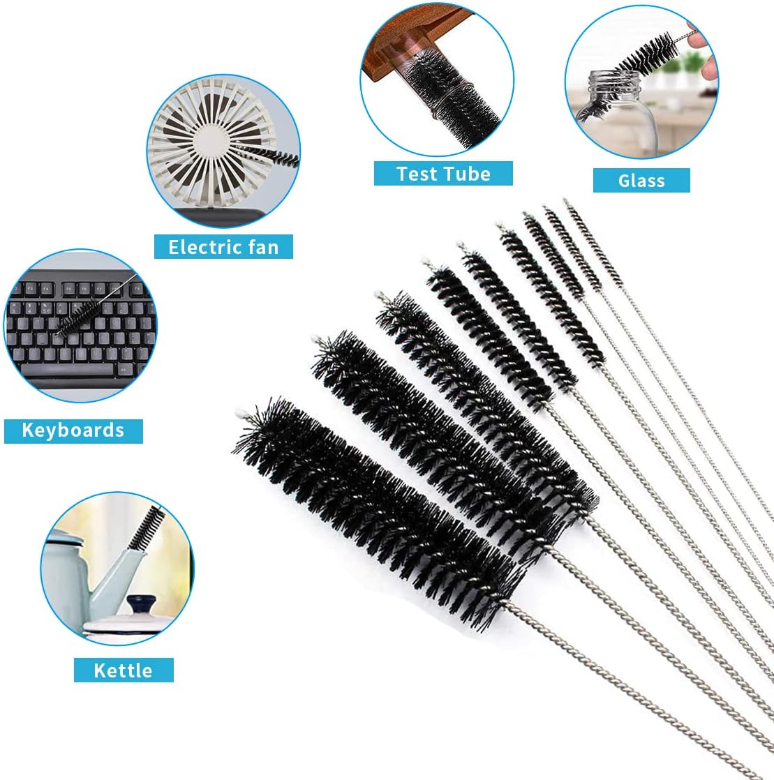 10 Pcs Flexible Drain Brush Set for Kitchen and Aquarium