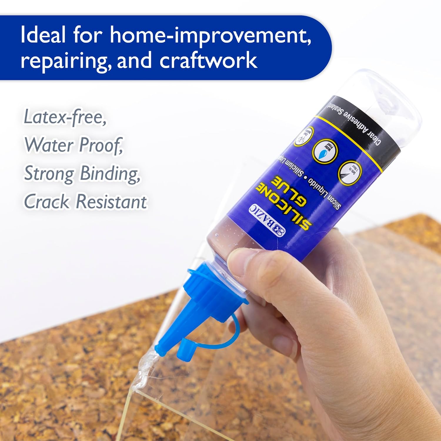 BAZIC Silicone Glue 338 Oz Waterproof Crack Resistant