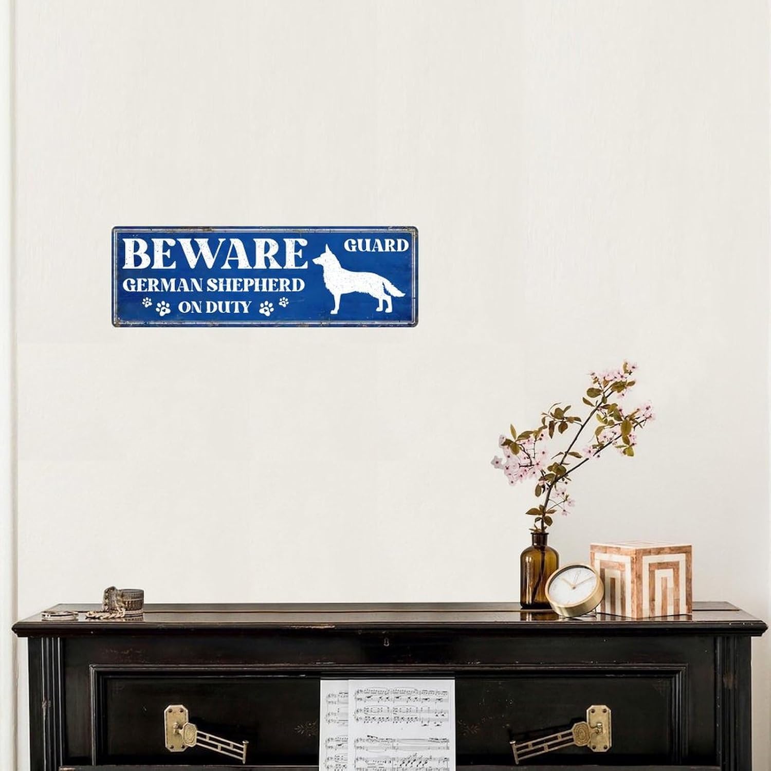 Beware Guard Dog on Duty Wall Art Sticker 18in