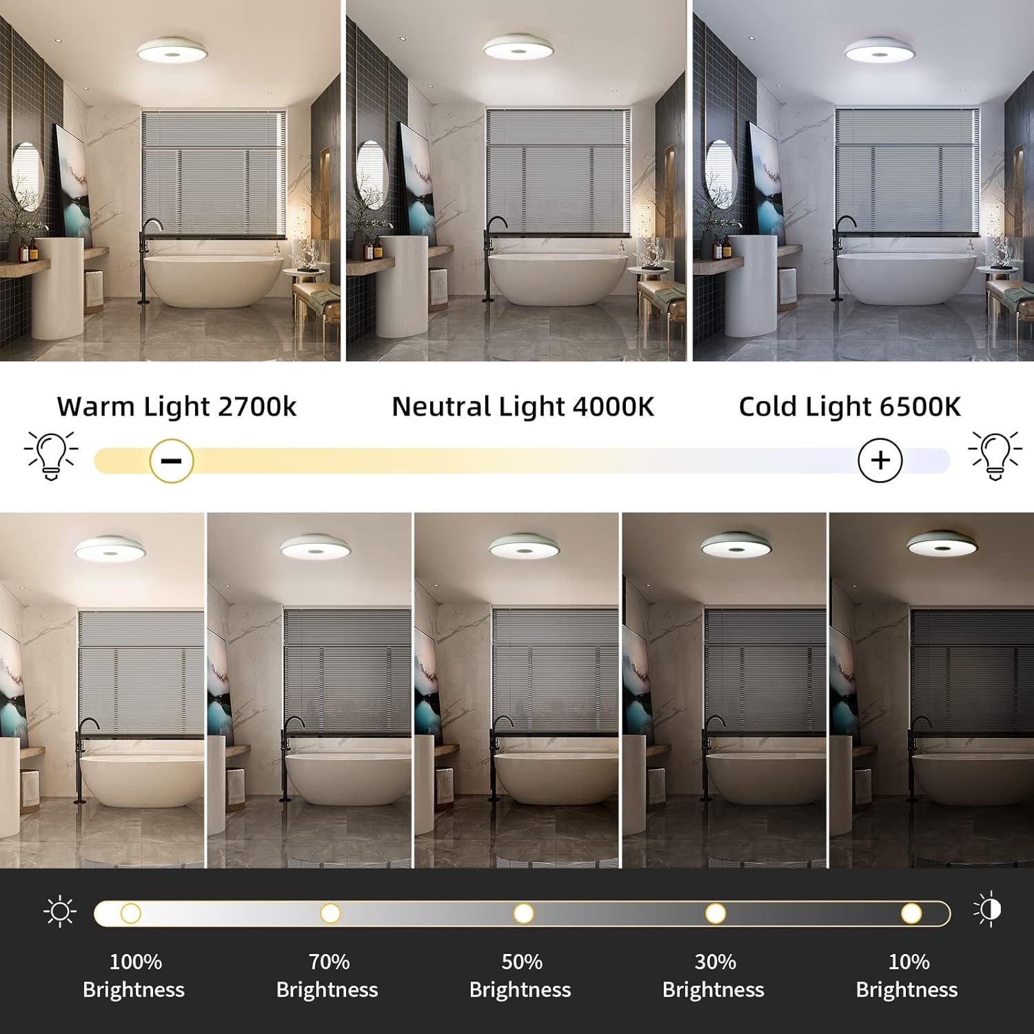 ASALL Smart Waterproof LED Ceiling Light with Bluetooth Speaker