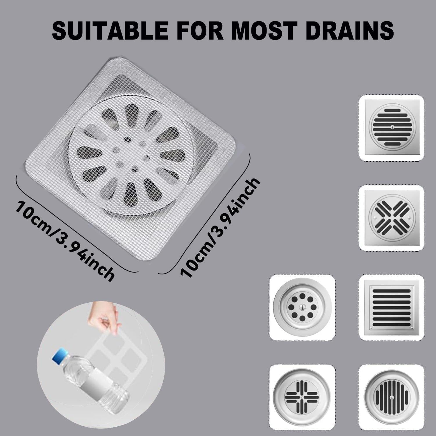 60PCS Hair Catcher Drain Sticker for Bathroom Kitchen