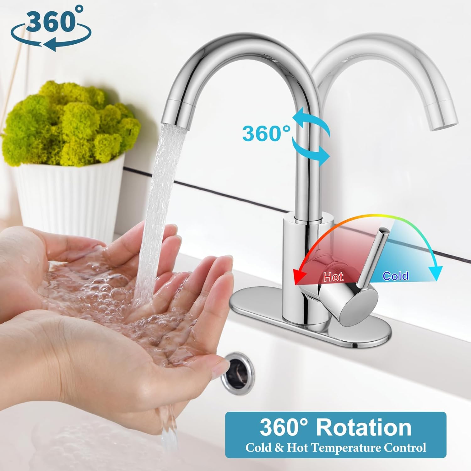 Midanya Single Handle Wet Bar Sink Faucet with Swivel Spout and Deck Plate