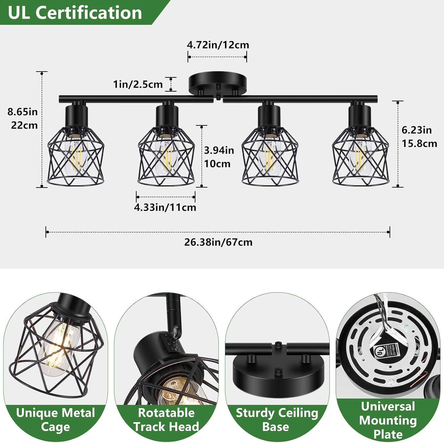 Baocuz 4-Lights Semi Flush Ceiling Light