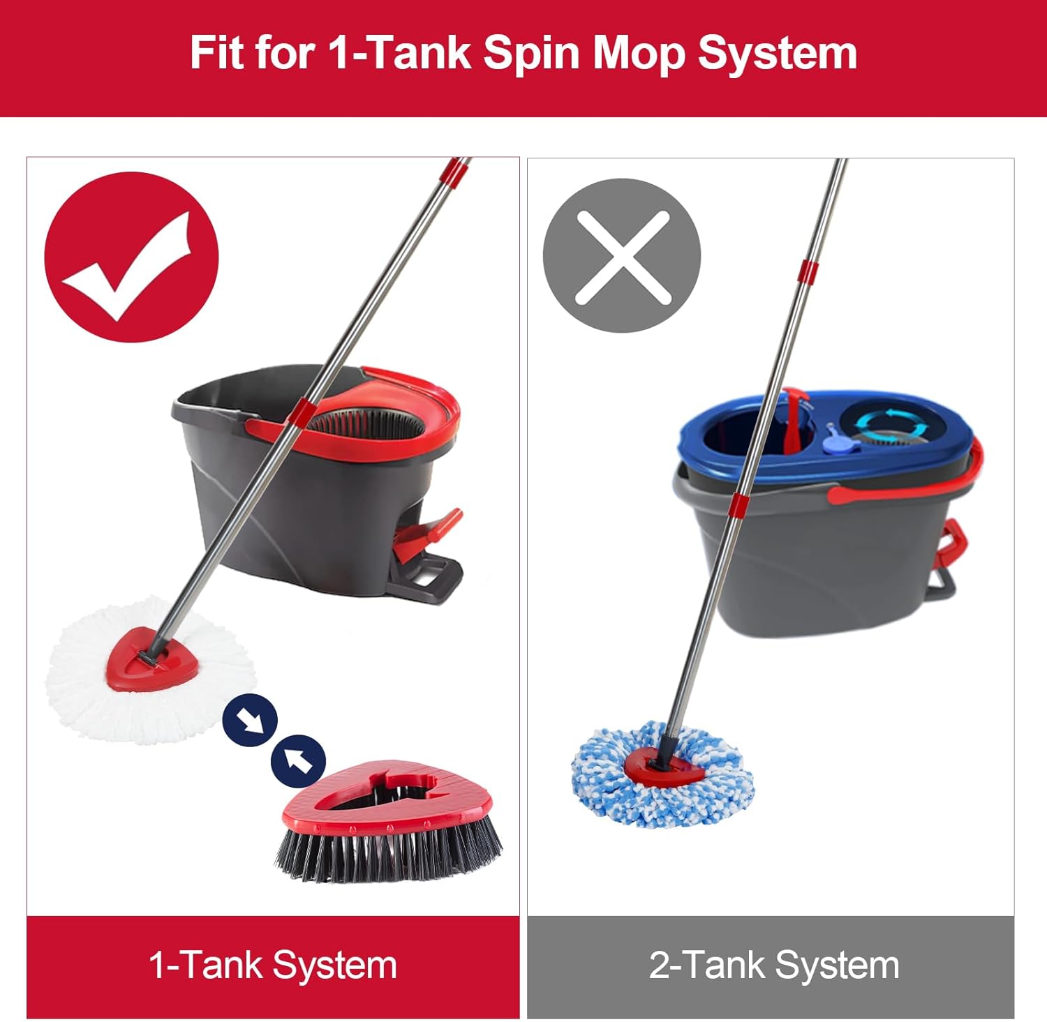 2 Pack Scrub Brush Heads for O-Cedar EasyWring Spin Mop