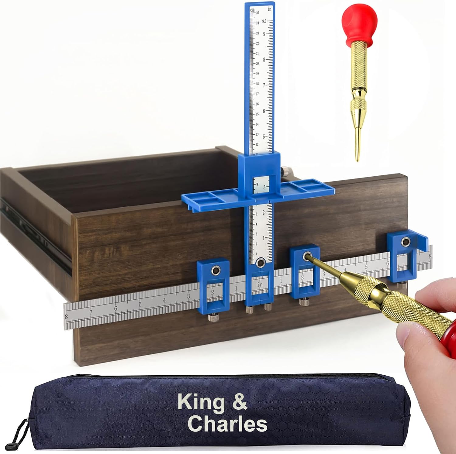 KingCharles Cabinet Handle Jig with Auto Center Punch 1