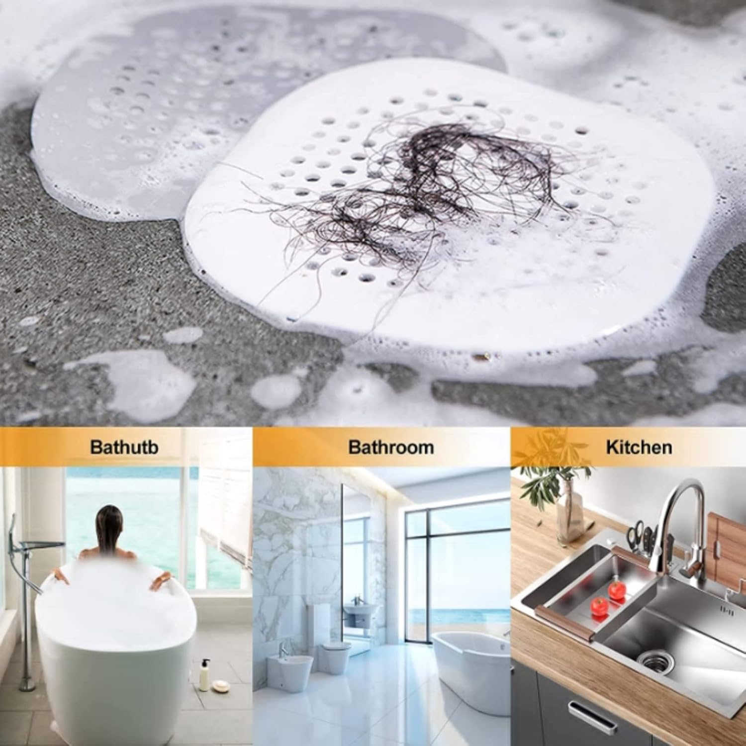 Silicone Hair Catcher Drain Cover for Shower and Bathtub