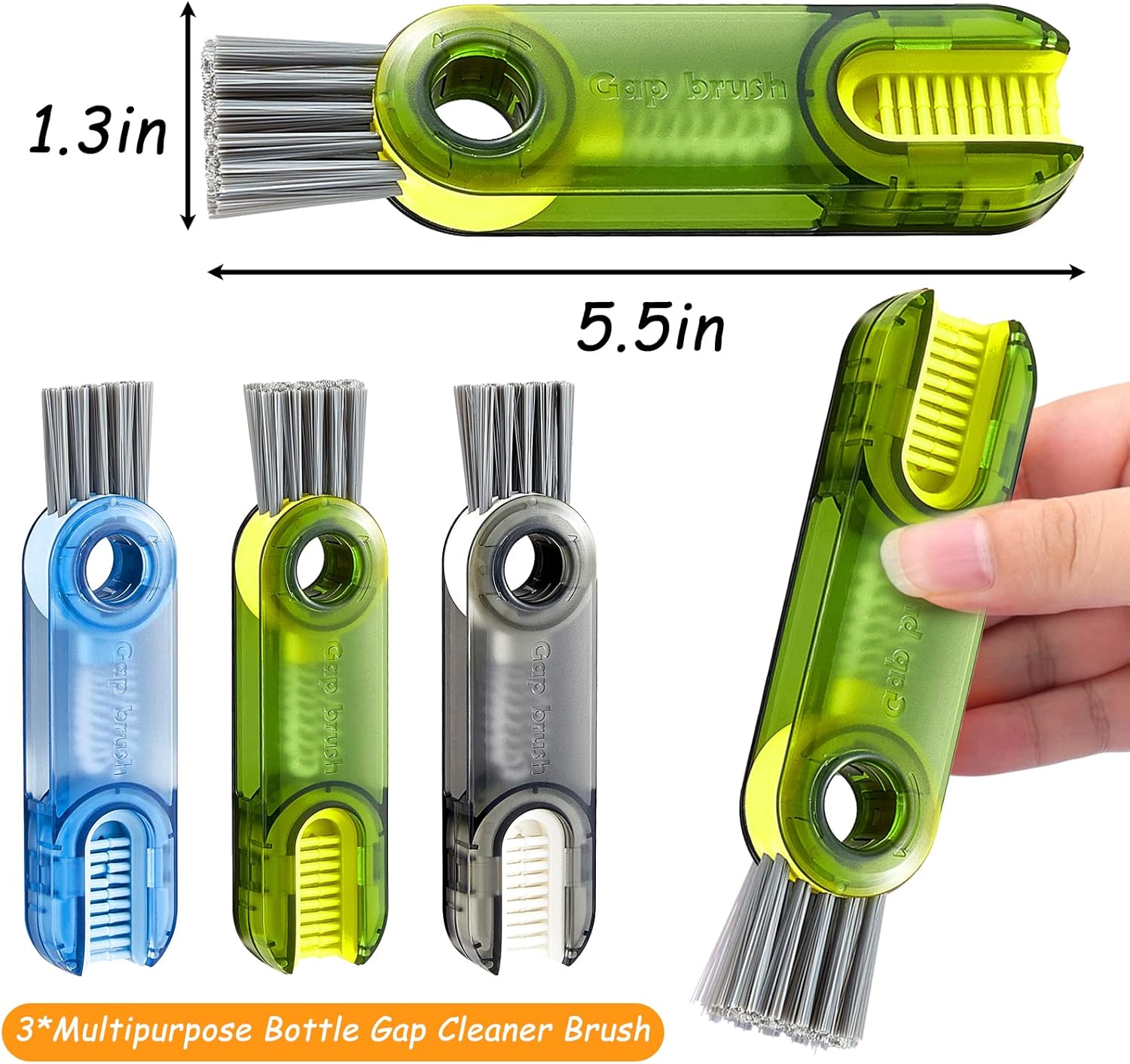 XANGNIER 3 in 1 Multipurpose Bottle Cleaner Brush 3 Pack