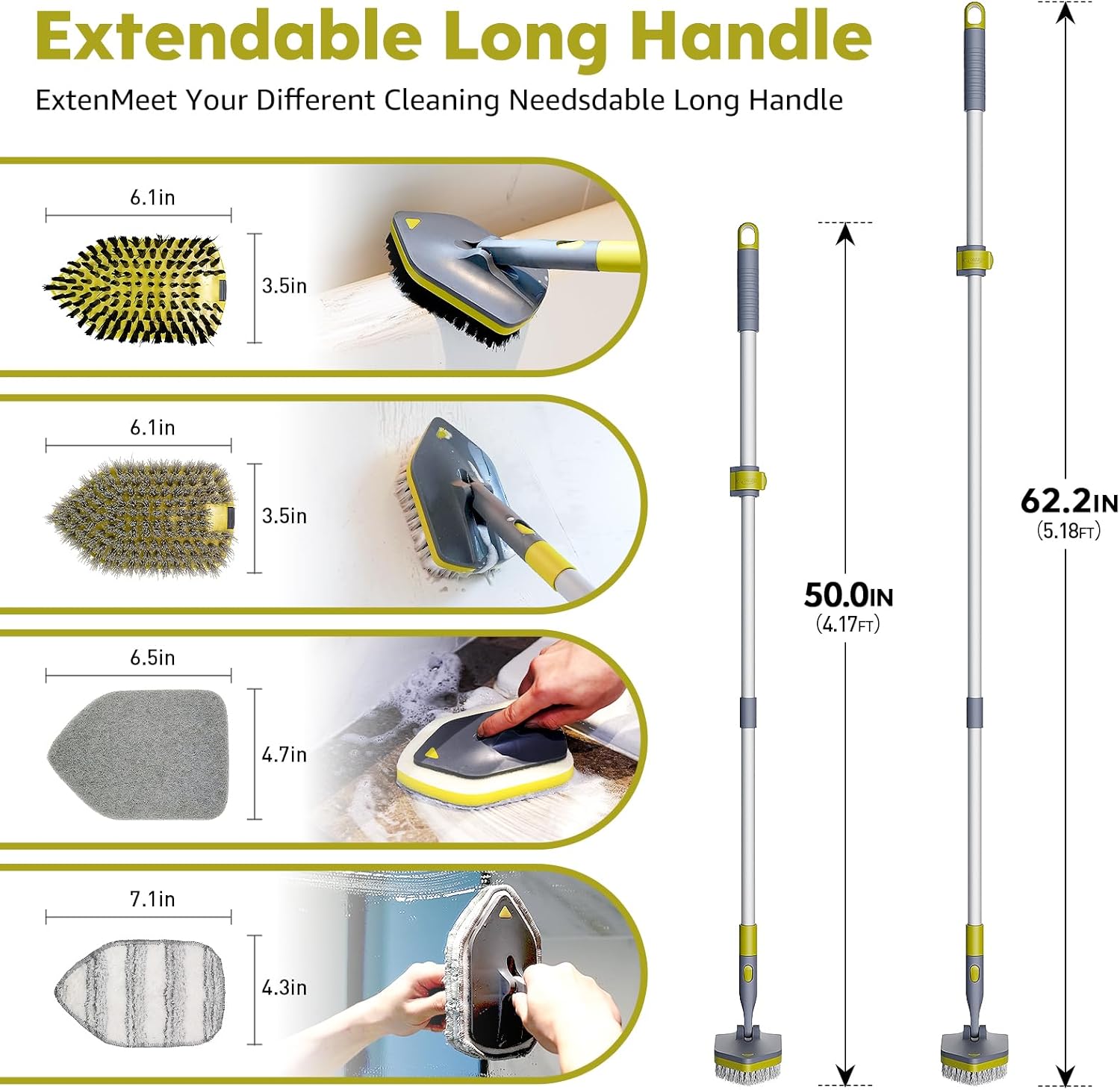 JETSHINE 4-in-1 Tile Tub Scrubber Brush with Extendable Handle 1