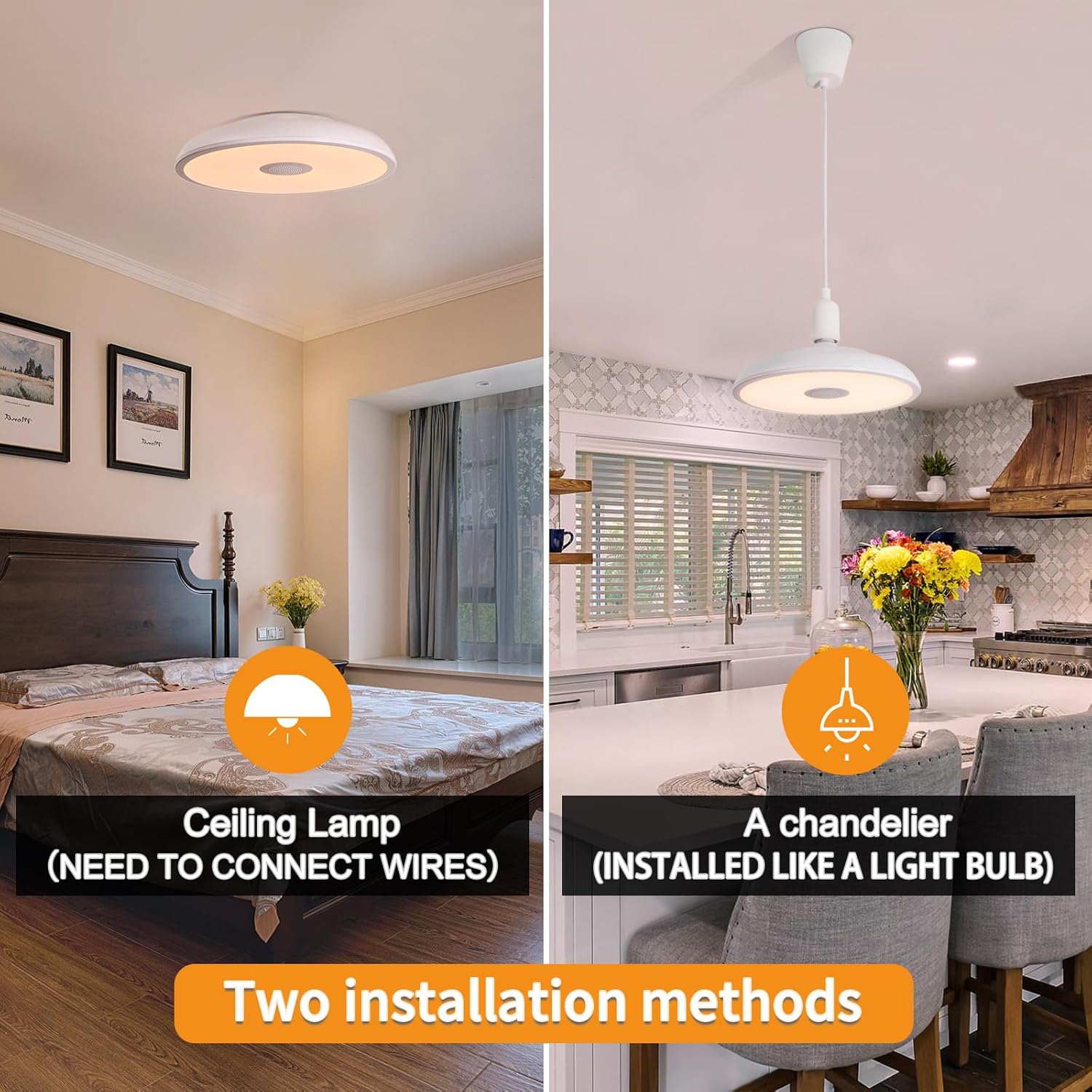 ASALL Smart Waterproof LED Ceiling Light with Bluetooth Speaker