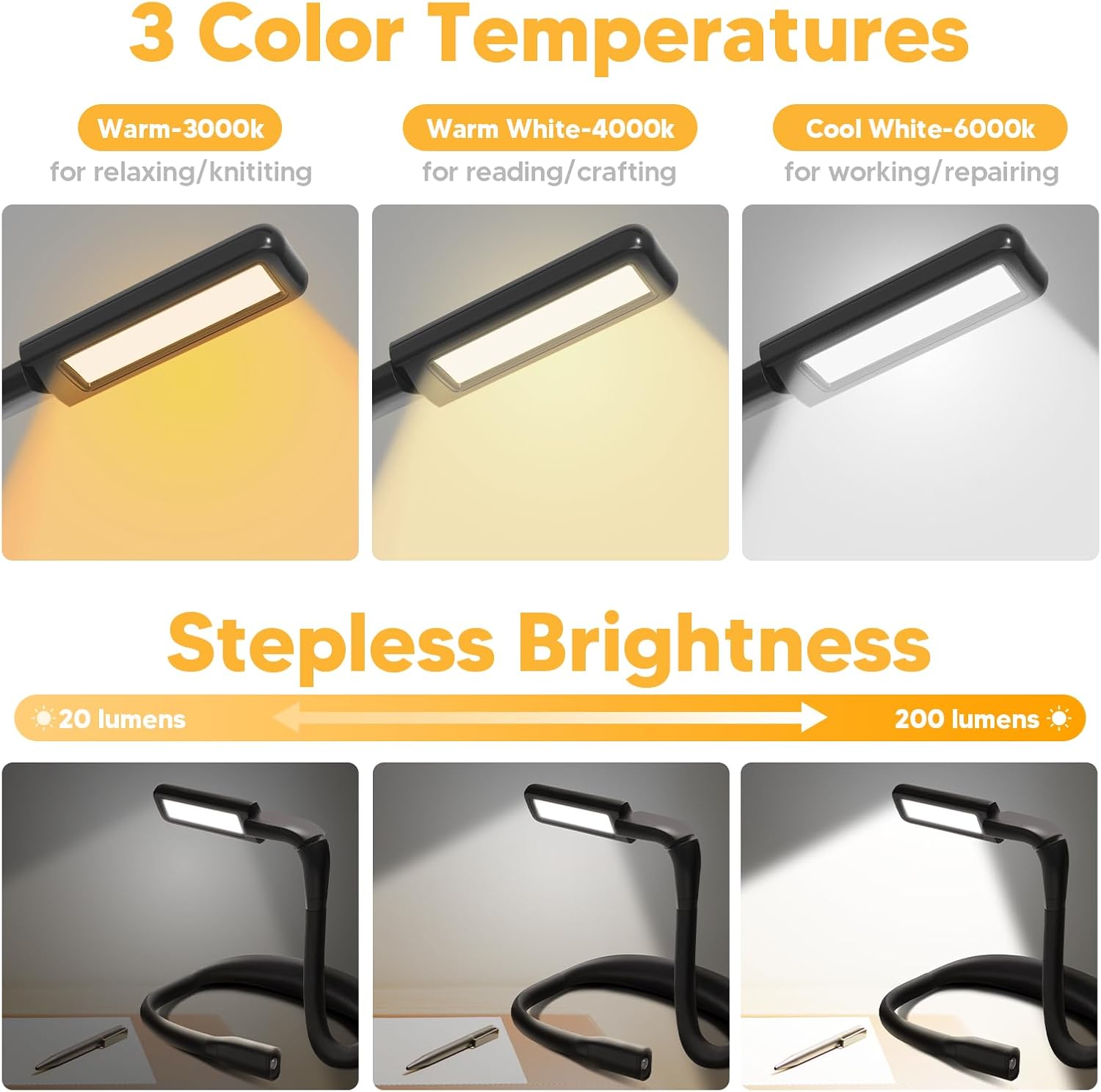 EastPin Neck Reading Light with 2000mAh Rechargeable Battery 1