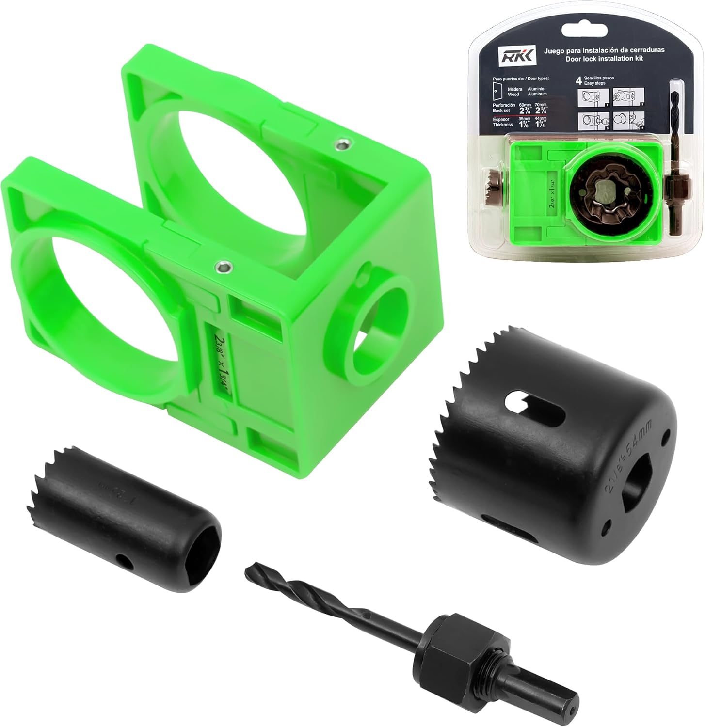 RKK Hole Saw Kit for Door Lock Installation Green