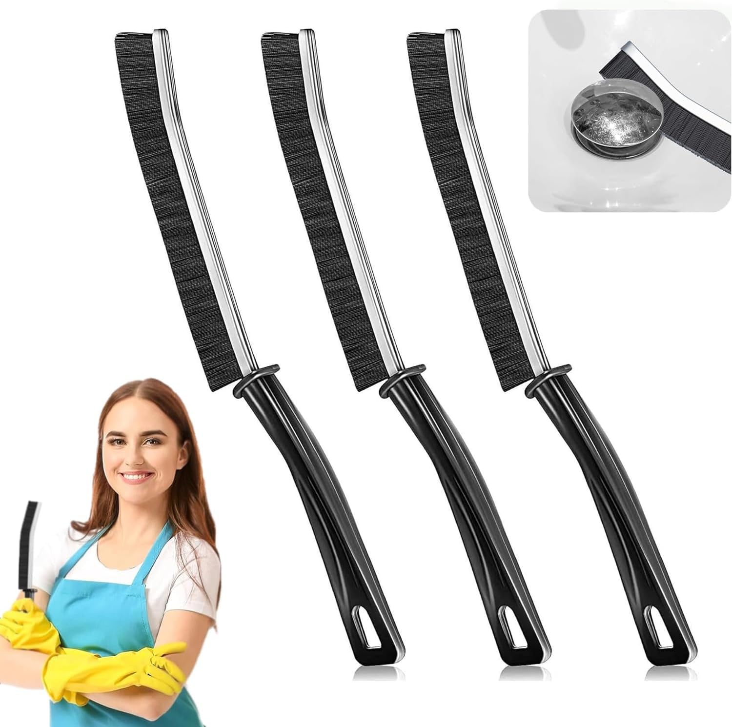 Wdianoutdoor Crevice Cleaning Brush Set 3 Pcs Slim Gap Tool