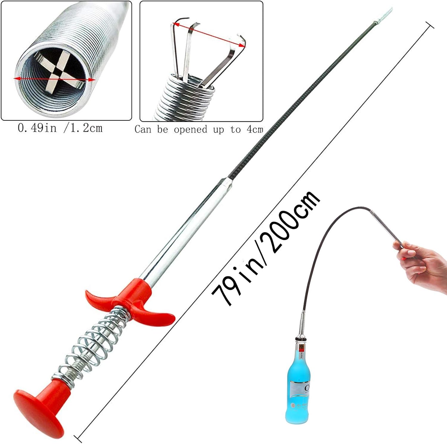 Domejo Drain Snake 79 Inch Flexible Clog Remover