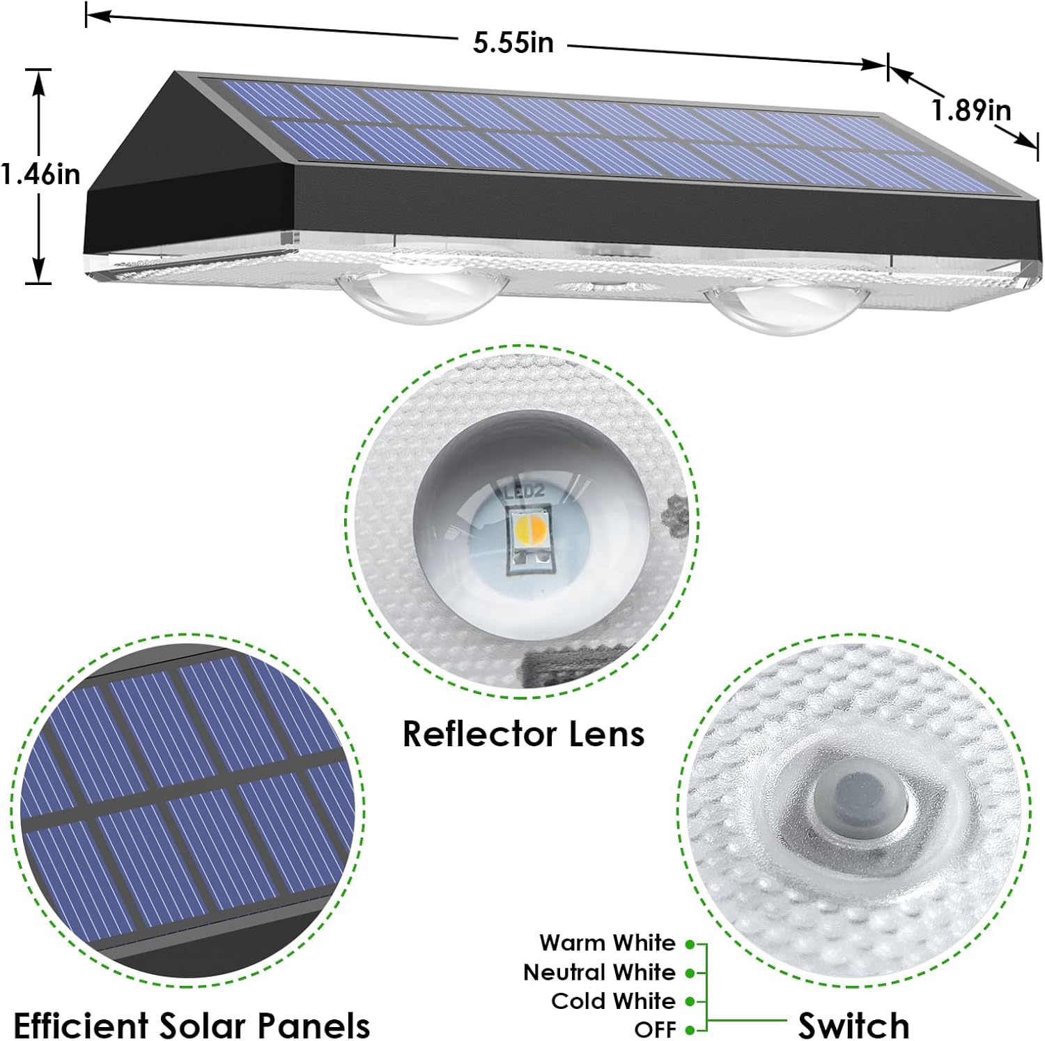 LIANGLOME Solar Fence Lights 8 Pack - 3 Modes IP65 Waterproof
