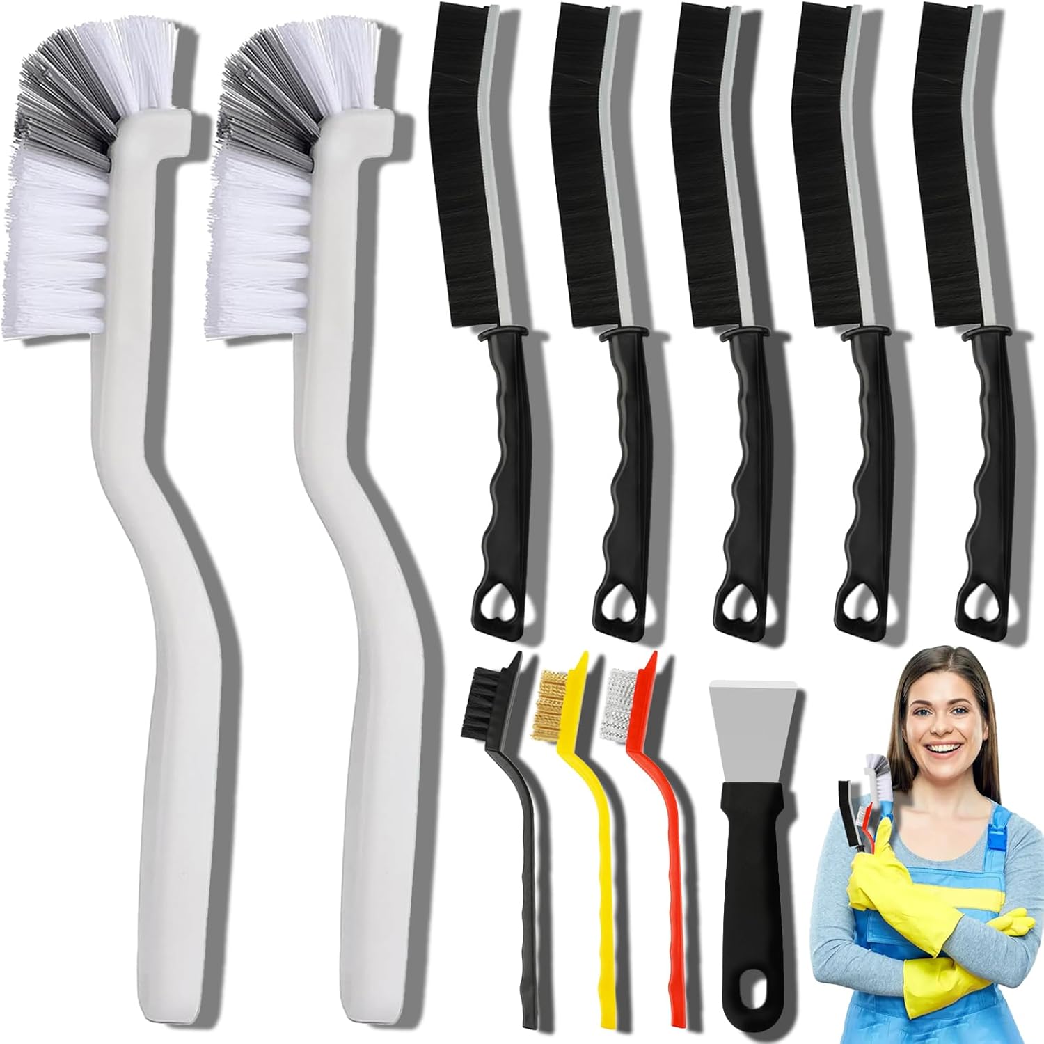 Dfacio 11Pcs Crevice Cleaning Brush Set for Kitchen Bathroom