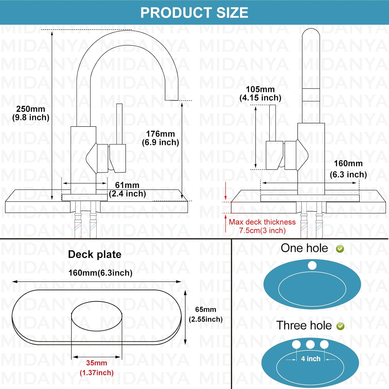 Midanya Single Handle Wet Bar Sink Faucet with Swivel Spout and Deck Plate