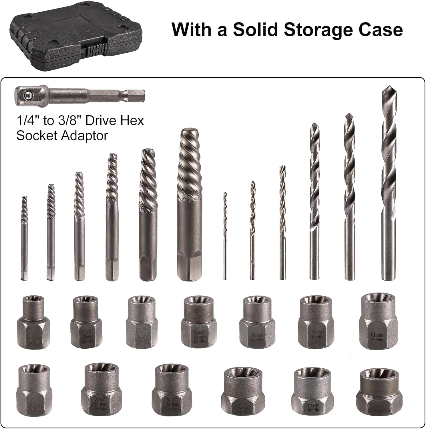 Valkynos 26 Pcs Screw Extractor Set with Left-Hand Drill Bits