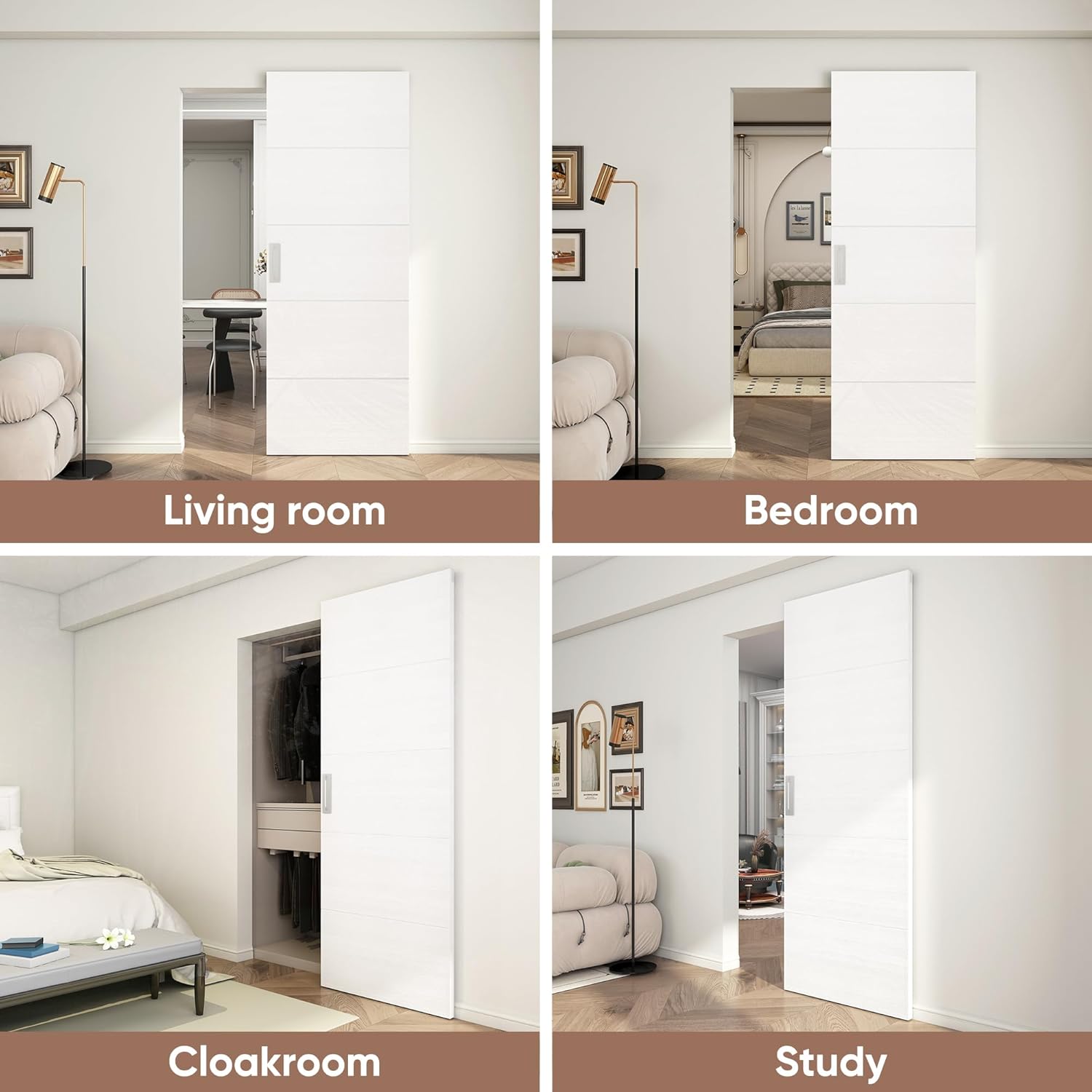 JUBEST 40x86 Concealed Barn Door with Soft Close Hardware Kit