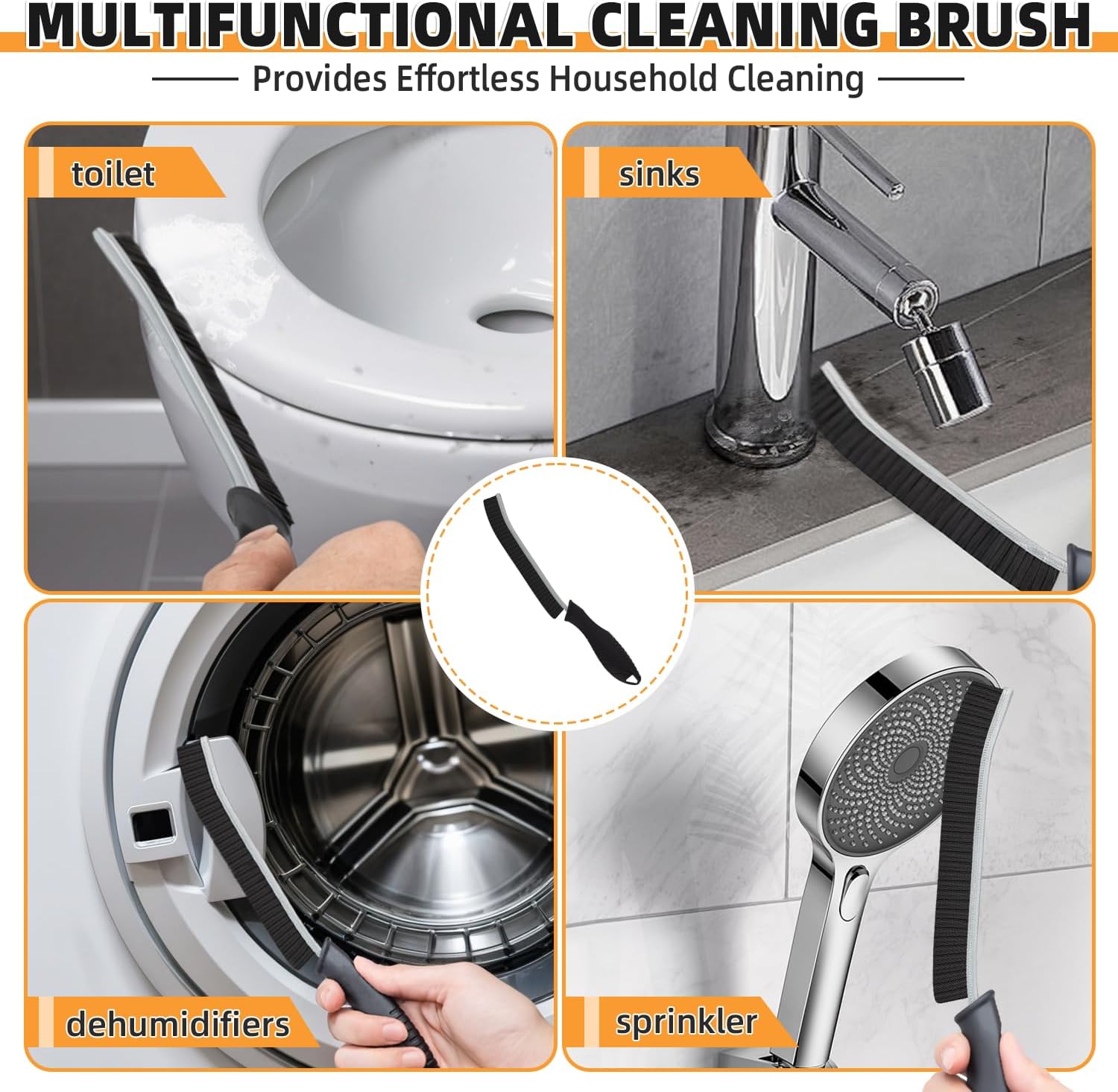 KMOSENIA 3-Piece Hard Bristle Crevice Cleaning Brush Set