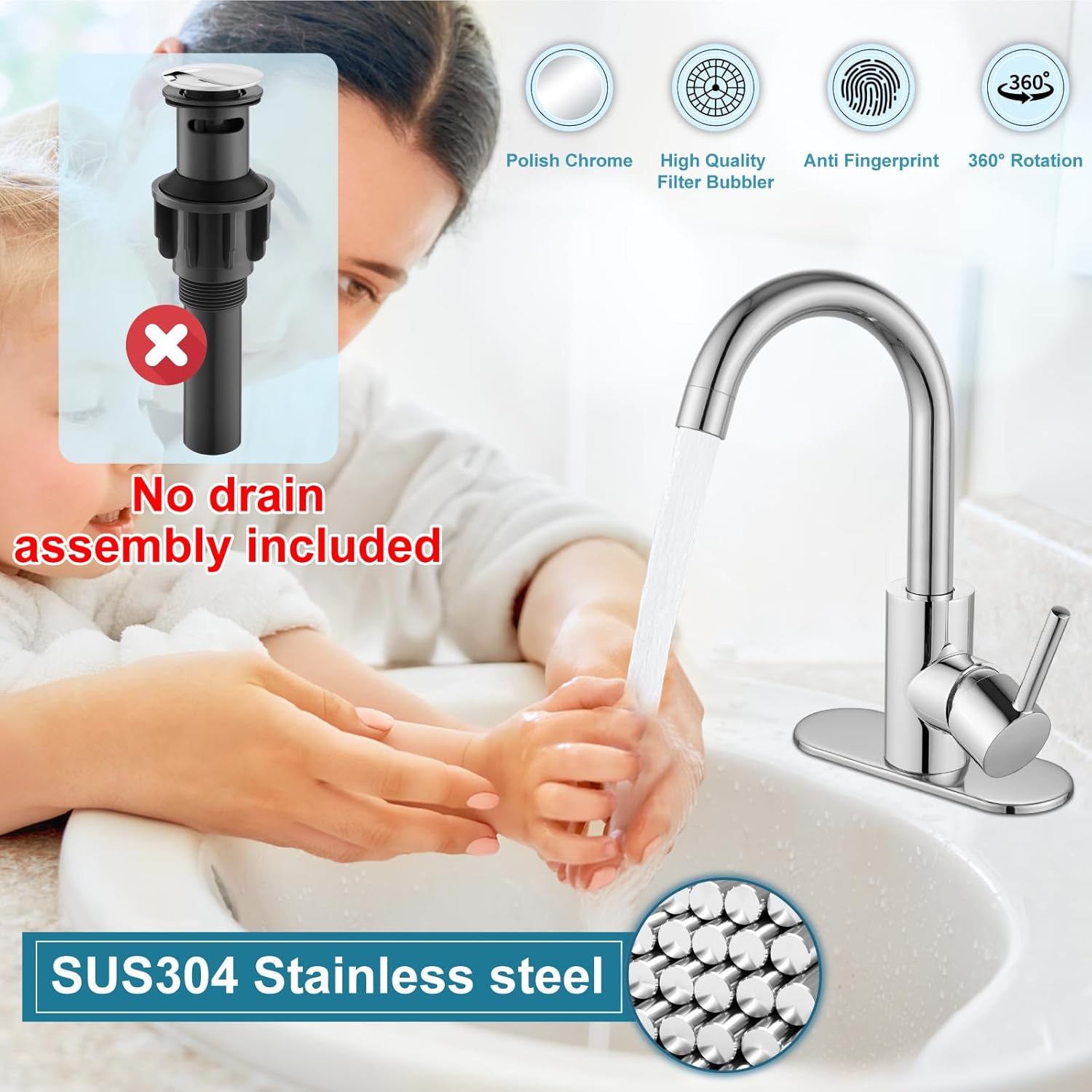 Midanya Single Handle Wet Bar Sink Faucet with Swivel Spout and Deck Plate