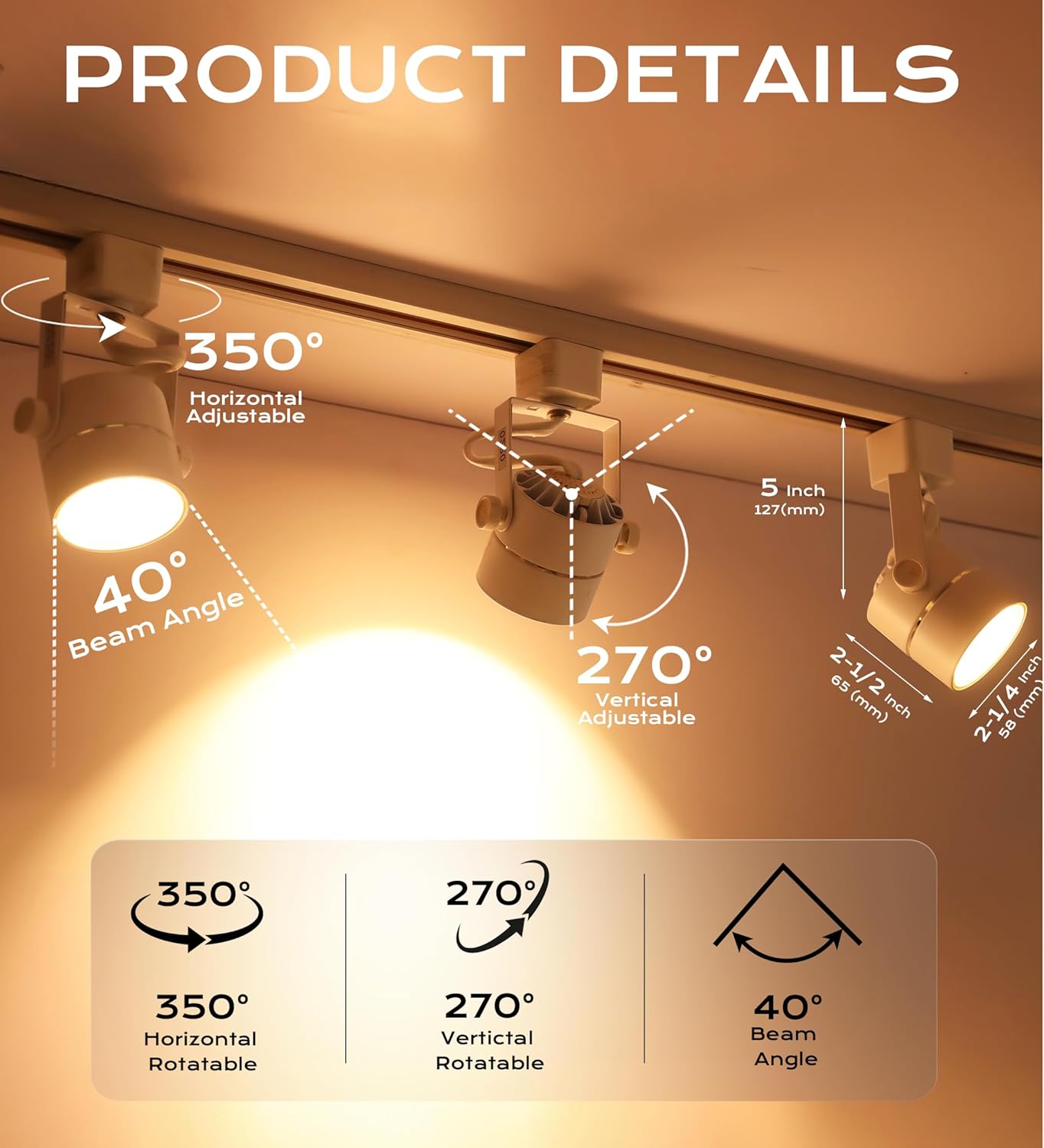 CLOUDY BAY 8W Warm White Dimmable Track Light Head - Pack of 6