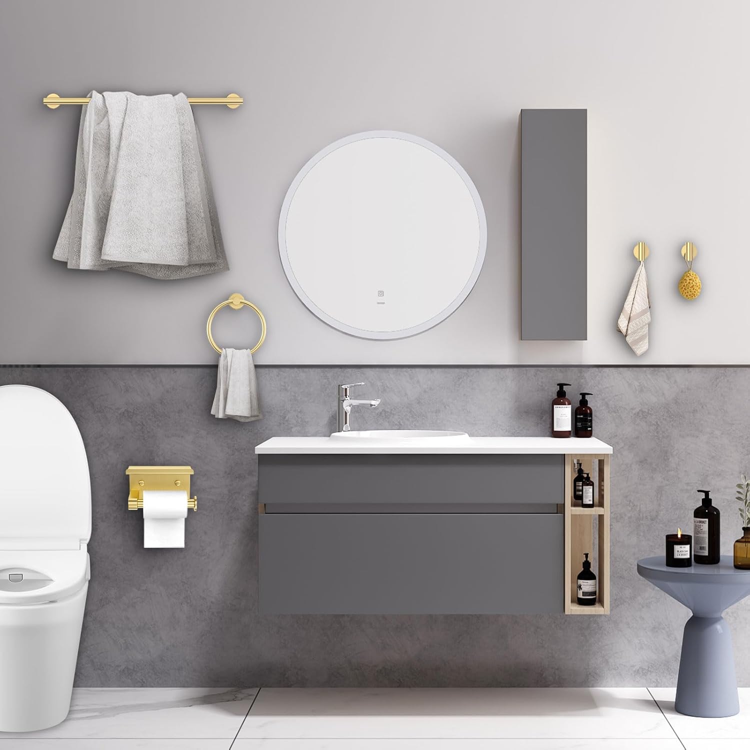 Woekme Brushed Gold Bathroom Hardware Set 5 Pieces