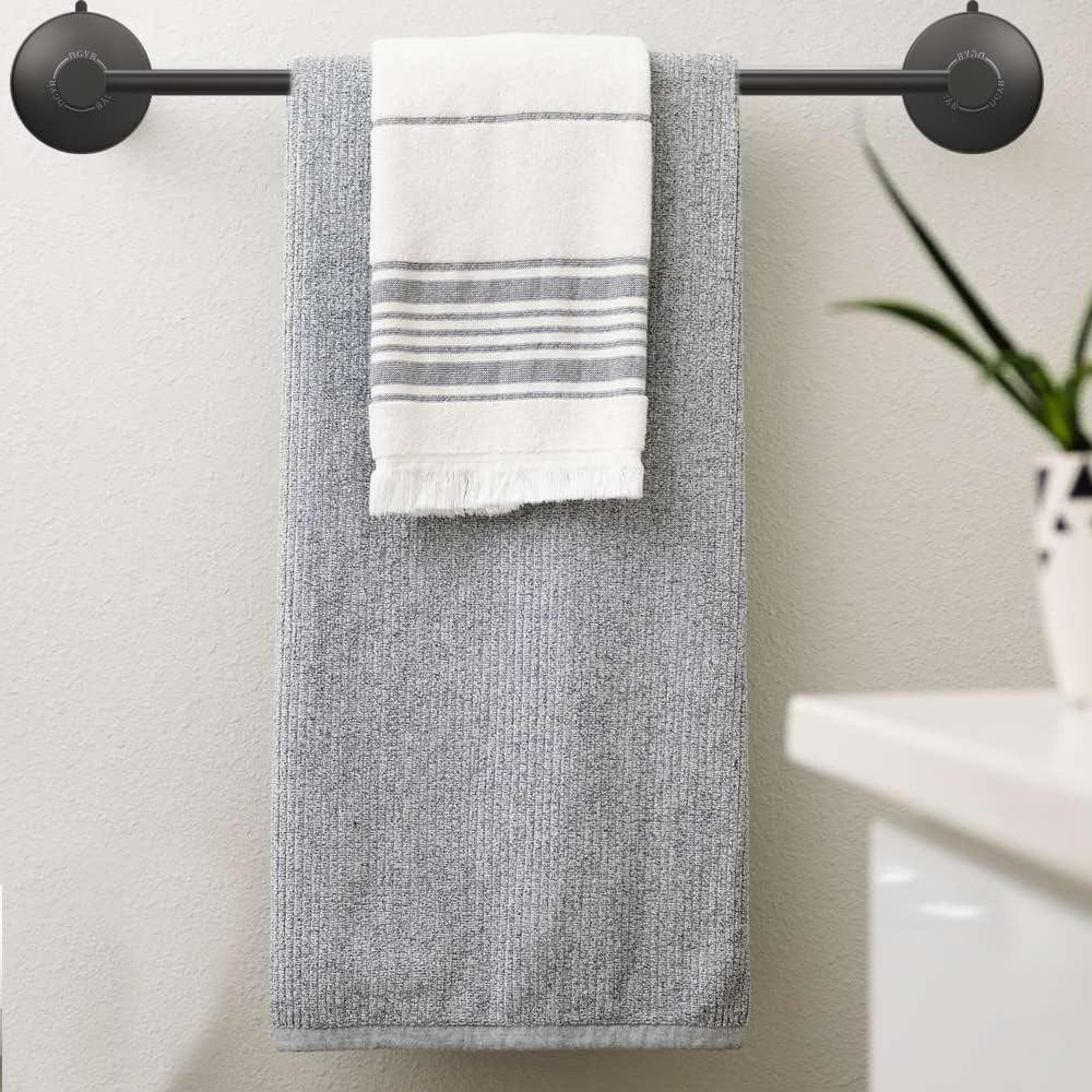 DGYB Suction Cup Towel Bar 17 Inch Matte Black Stainless Steel Bathroom Holder