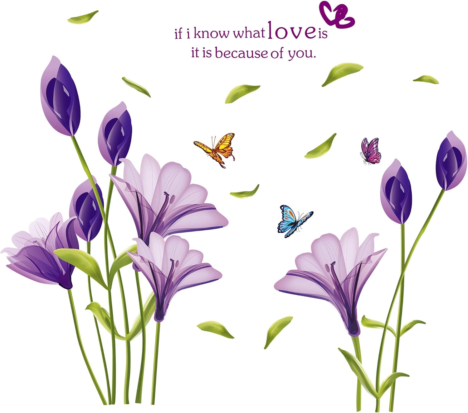 LiveGallery Lily Flower Wall Decals Purple