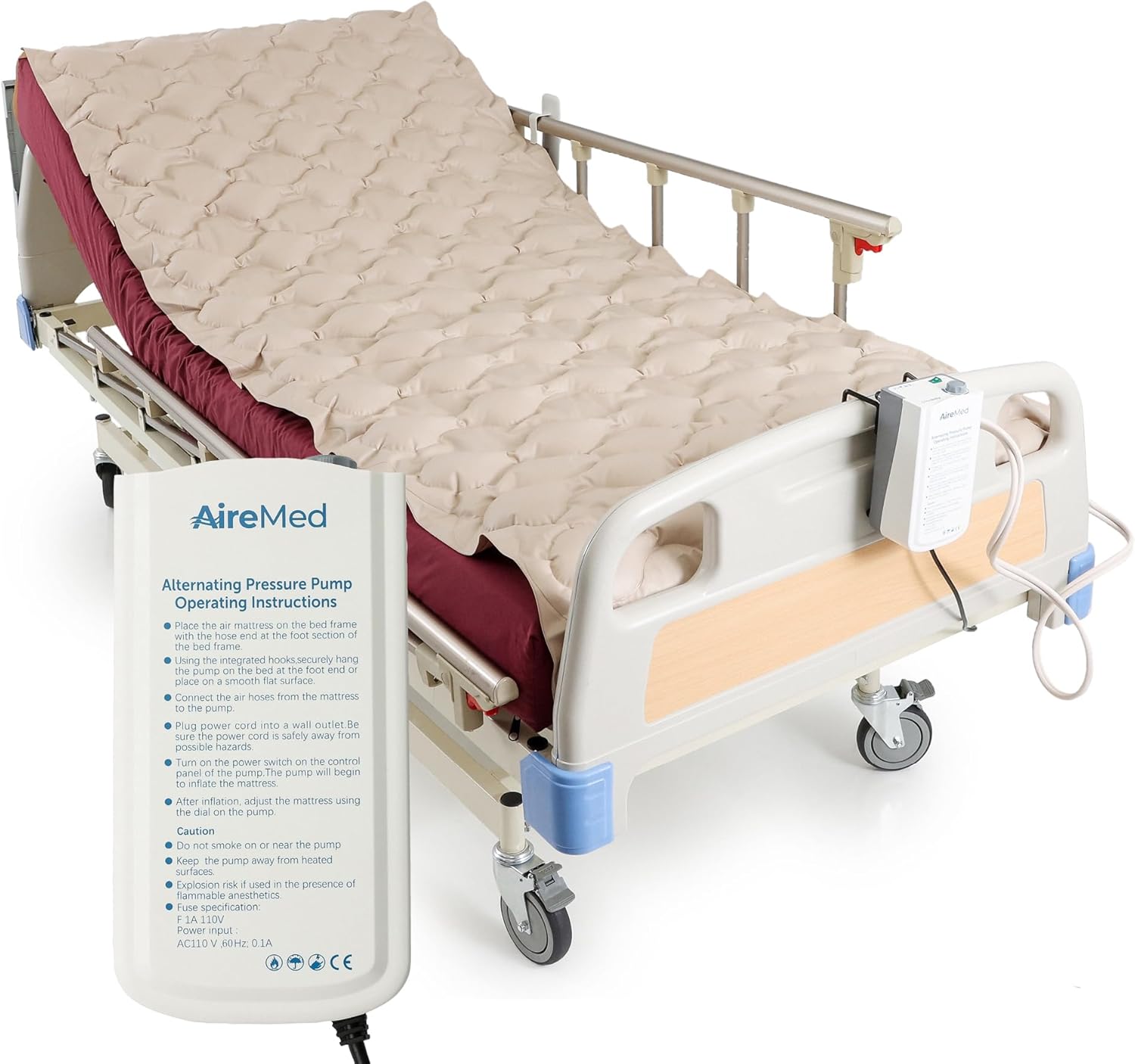 AireMed Alternating Pressure Pump Pad - Quiet Electric - Hospital Twin Size