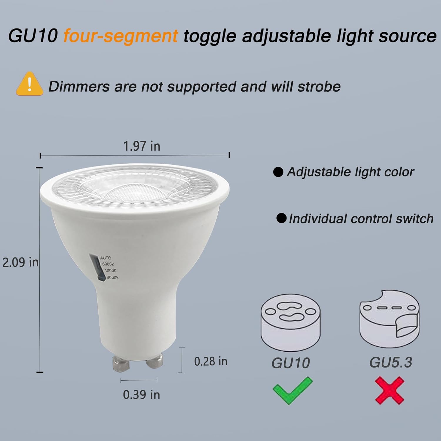 Bravsekai Dimmable GU10 LED Track Light Bulbs 6PCS