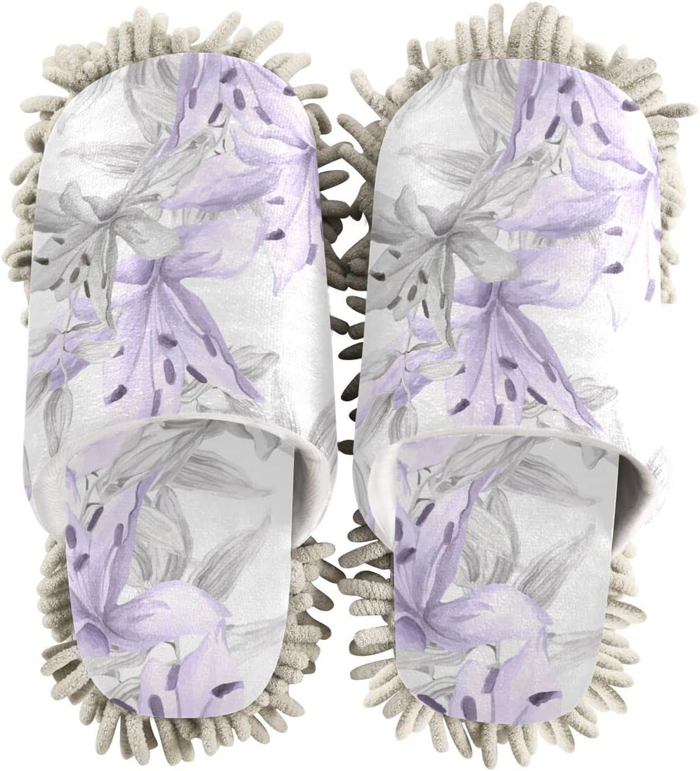 DOMIKING Lilies Mop Slippers for Women and Men