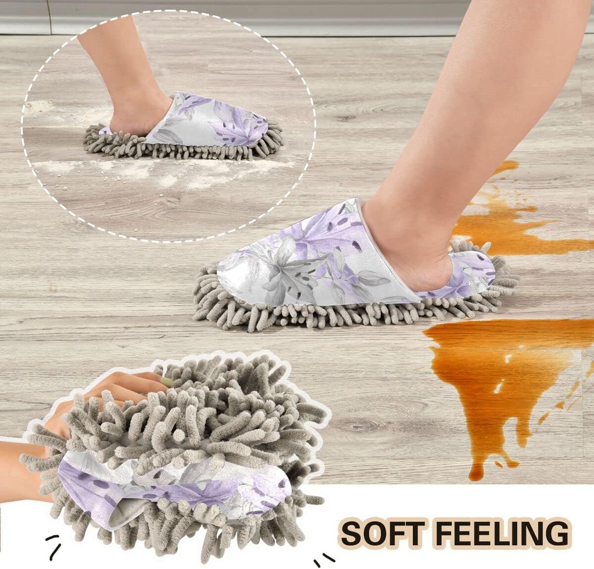 DOMIKING Lilies Mop Slippers for Women and Men