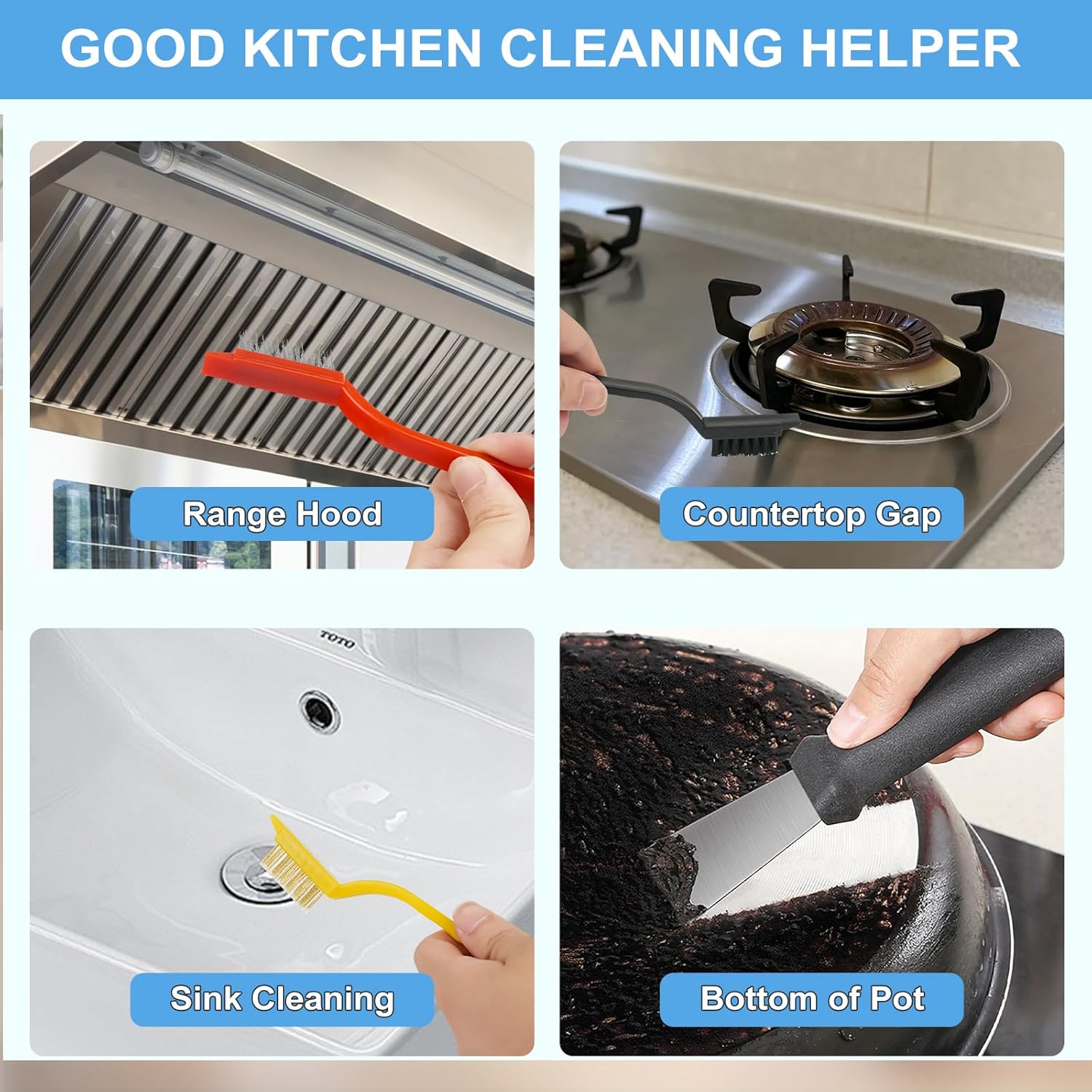 Dfacio 11Pcs Crevice Cleaning Brush Set for Kitchen Bathroom