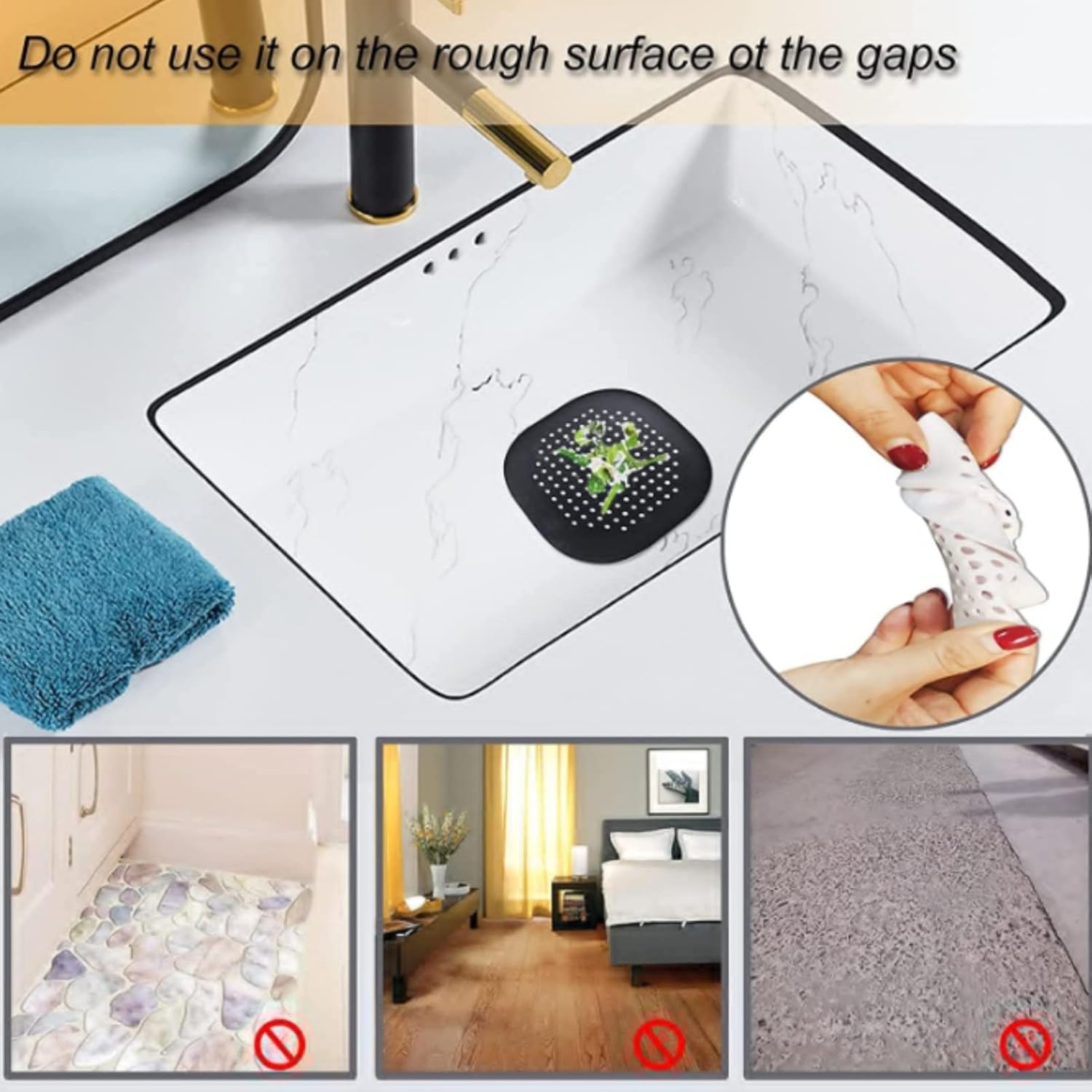 Silicone Hair Catcher Drain Cover for Shower and Bathtub